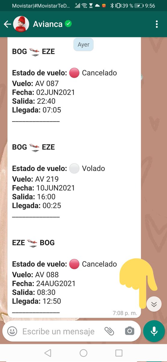 ZulmaCamacho7's tweet photo. Viajar con @Avianca es una ruleta rusa. En el transcurso de tres horas confirmaron y cancelaron el mismo vuelo AV88 (ver fotos) y en la noche ya no había ni un solo cupo para agosto EXIGIMOS PRIORIDAD Llevo varada mes y medio con mi hija Necesito regresar a #colombia #AYUDA #SOS https://t.co/jw0AApVAFg
