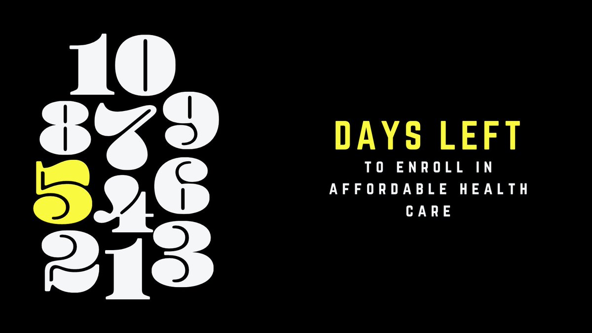 5 MORE DAYS to #getenrolled in #affordablehealthinsurance! You may be eligible for a temporary increase in #premiumtaxcredits for this year, with no one paying more than 8.5% of their household income towards the cost of a benchmark plan. #Getcovered at ncnavigator.net.