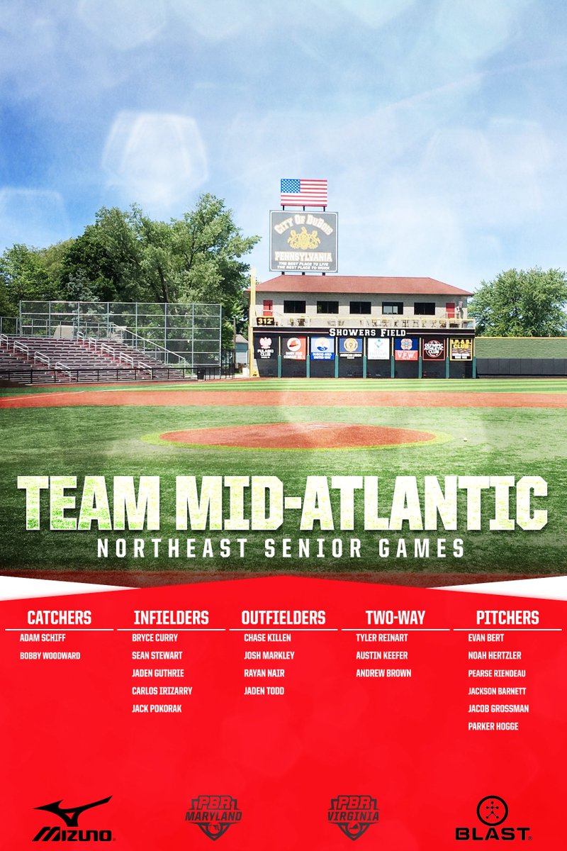 PrepBaseballVA's tweet photo. Today at 6 PM, we kick off the Inaugural Northeast Senior Games

Team Mid-Atlantic offers speed, athleticism, power, and some arms that are going to bring 🔥 on gameday!!

Stay locked in for coverage of our workout and games.

Full schedule 👉https://t.co/JBzvIoYK0E 

#BeSeen https://t.co/sQqMicuibY