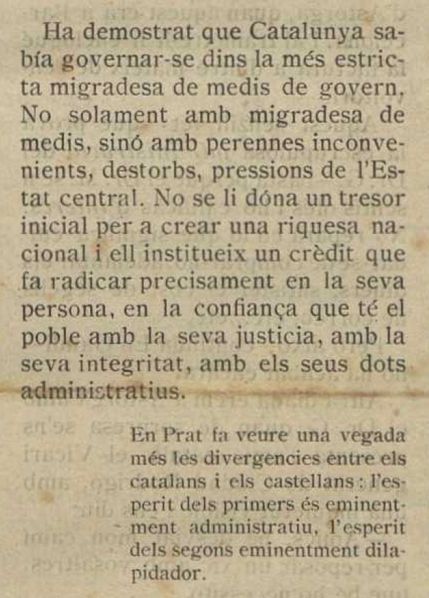 efemarq's tweet photo. Només començar ja hi ha una declaració de principis que ho deixa tot clar: #Catalunya és apte per a #governar-se a si mateixa, i Prat de la Riba ens ho ha demostrat aquests últims anys. #Gaudí no dubta gens en considerar Catalunya com a #subjecte polític digne d'autodeterminació. https://t.co/rLBFVlEy2Z