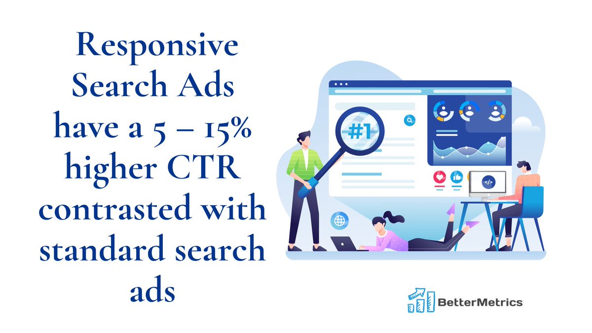 bettermetrics__'s tweet image. Responsive Search Ads are also better than #Expanded Search Ads in different ways

➡️ #Responsive Search #Ads are available both on #desktop💻 &amp;amp; #mobile📱
➡️Responsive Search #Ad show two headlines &amp;amp; a description

Read our Free #GoogleAds Course⬇️
bettermetrics.io/free-advanced-…