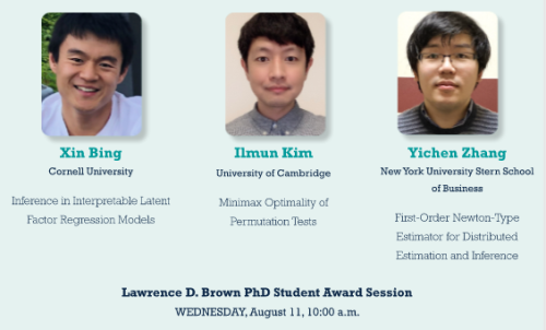 AmstatNews's tweet photo. The #JSM2021 IMS Lawrence D. Brown PhD Student Award session will be held at 10:00 a.m. ET. https://t.co/u5d24odtFR https://t.co/FavS4XXxIp
