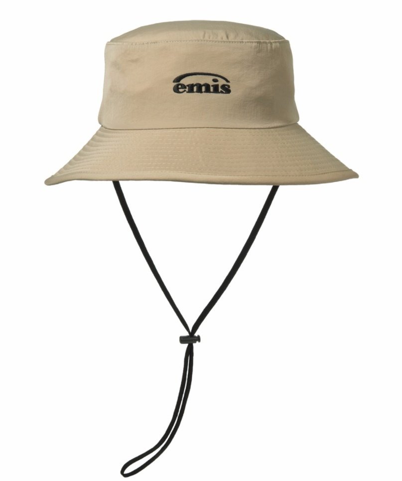 EMIS new logo strap bucket hat in beige 