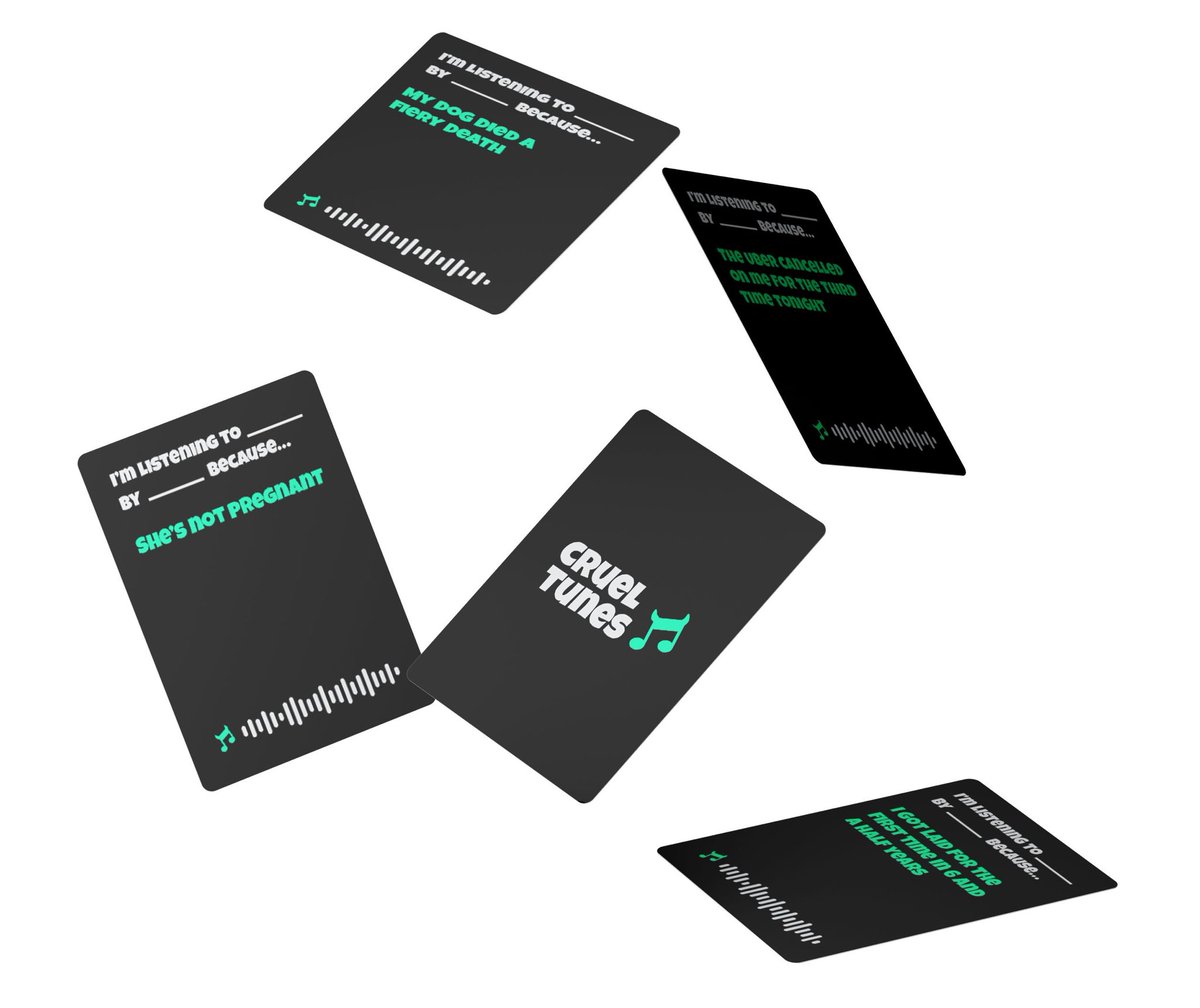 My card game <a href="/CruelTunes/">Cruel Tunes</a> that combines music and roasting your friends is live on Kickstarter! You can go grab a copy at kickstarter.com/projects/cruel…

BUT PLEASE GIVE THIS A RT SO WE CAN SPREAD THE WORD!!!