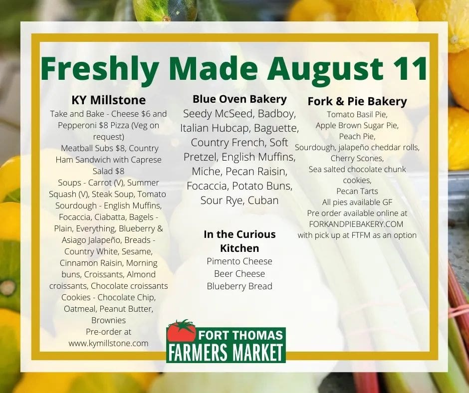fortthomasky's tweet photo. Farmers market fresh! 

This is what you can find this week at the Fort Thomas Farmers Market on Wednesday, August 11 from 3-7pm!
.
.
.
#FortThomas #FarmersMarket #TowerPark #FarmToFort 
#SupportTheFort #Freshproduce #KYProud #ShopSmall https://t.co/RxAdb1jBvn