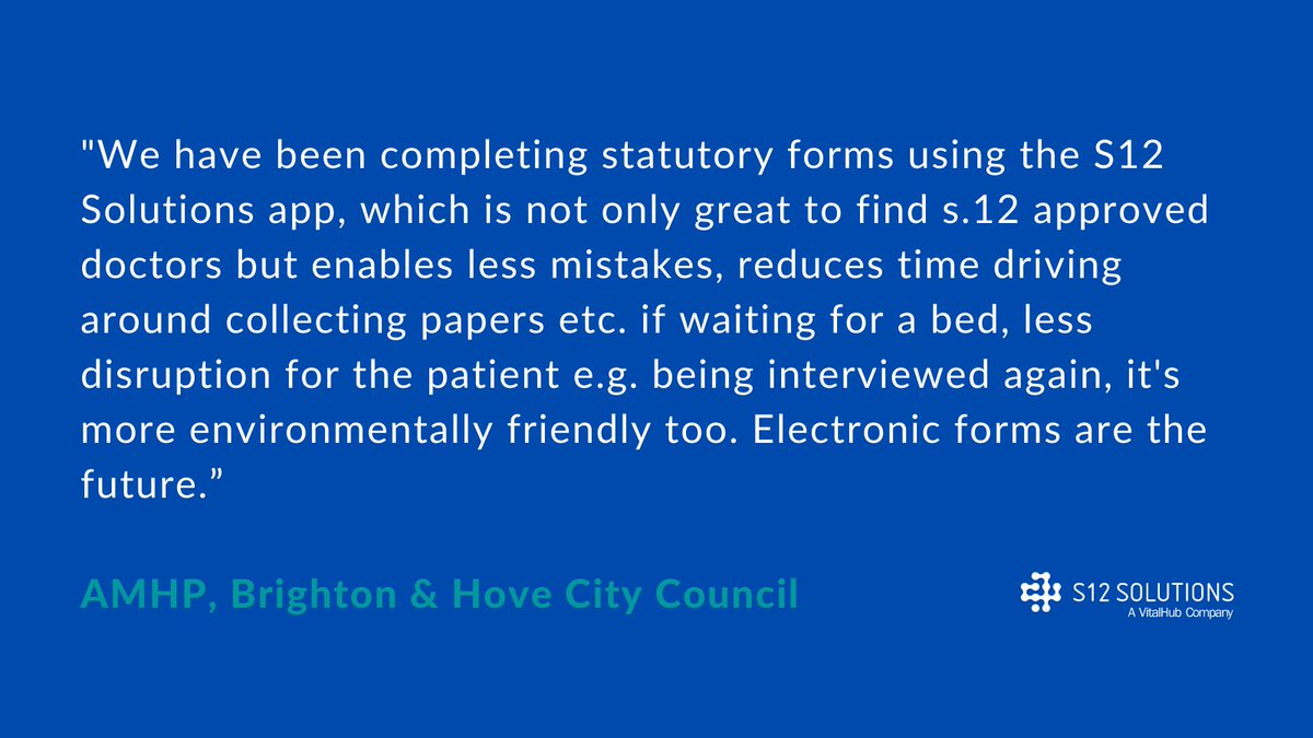 S12Solutions's tweet photo. Our Electronic Statutory MHA Form process is reducing errors, improving the quality of medical recommendations, and making scrutiny quicker and easier. Please get in touch for more information or to organise a demonstration. https://t.co/yFp2fwbnov

#digitalMHA https://t.co/39JuKC0VoN