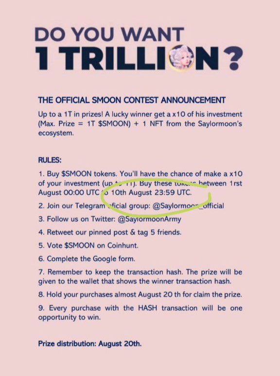 svaeyr's tweet photo. Last call to fly to the moon with an extra x10 Saylors in your wallet!
Thanks so much to all the participants. We wish you all good luck!
Remember to check our TG: @Saylormoon_official for the winner's announcement!

#saylormoonarmy #saylormoongirls #smoon #bsc #btc #crypto #BNB https://t.co/5KxQVED8hd