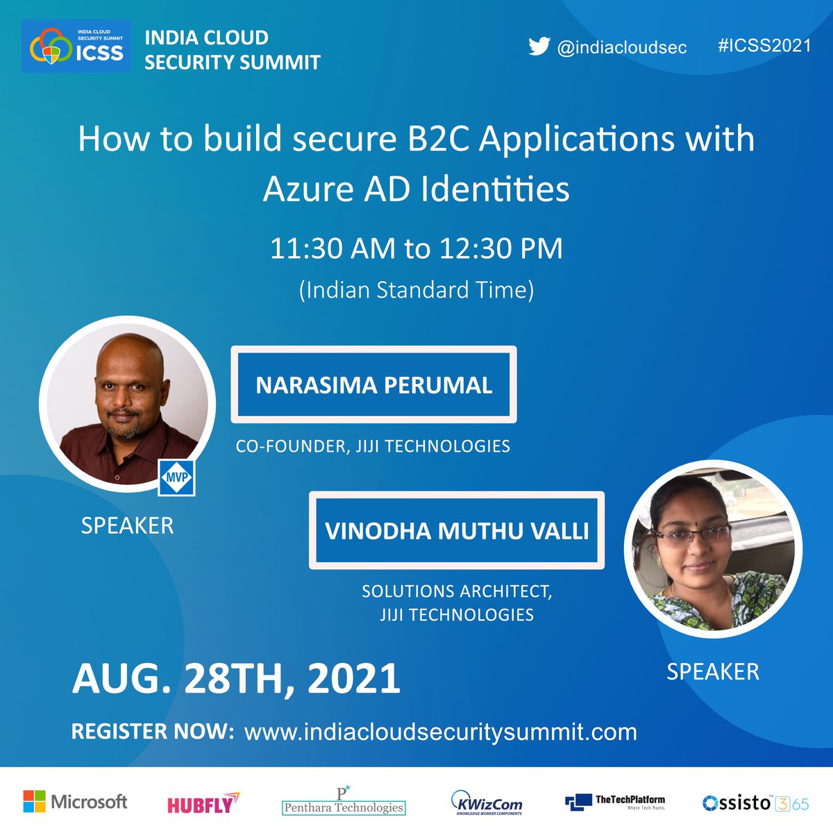 Join Narasima Perumal, Microsoft MVP &amp; Co-Founder and Vinodha Muthu Valli, Solutions Architect at JiJi Technologies for the session "How to build secure B2C Applications with Azure AD Identities"

eventbrite.fr/e/india-cloud-…

#Azure #AzureAD #identitysecurity