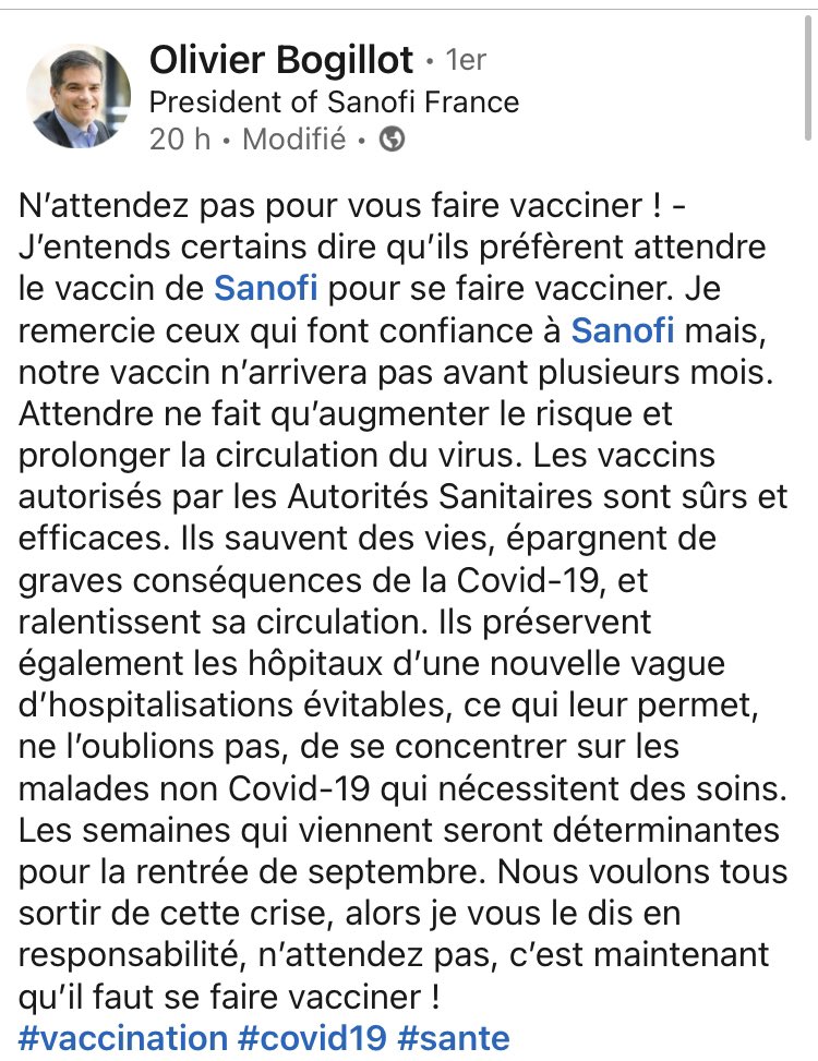 Nain_Portekoi's tweet image. Il te reste quoi comme excuse pour ne pas te faire vacciner quand même le président de Sanofi te dit que tu n&apos;as aucune raison de ne pas te faire injecter les vaccins actuels et d&apos;attendre le vaccin de Sanofi ?