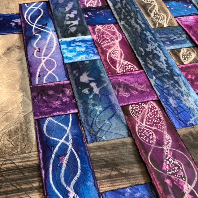 I adore the history &amp; texture of #textiles . The basic method of creating textiles hasn't changed for thousands of years.  I'm sharing my contribution to this long and powerful history - one of my original artworks where I #weave together painted paper. #womensart #homedecor #art