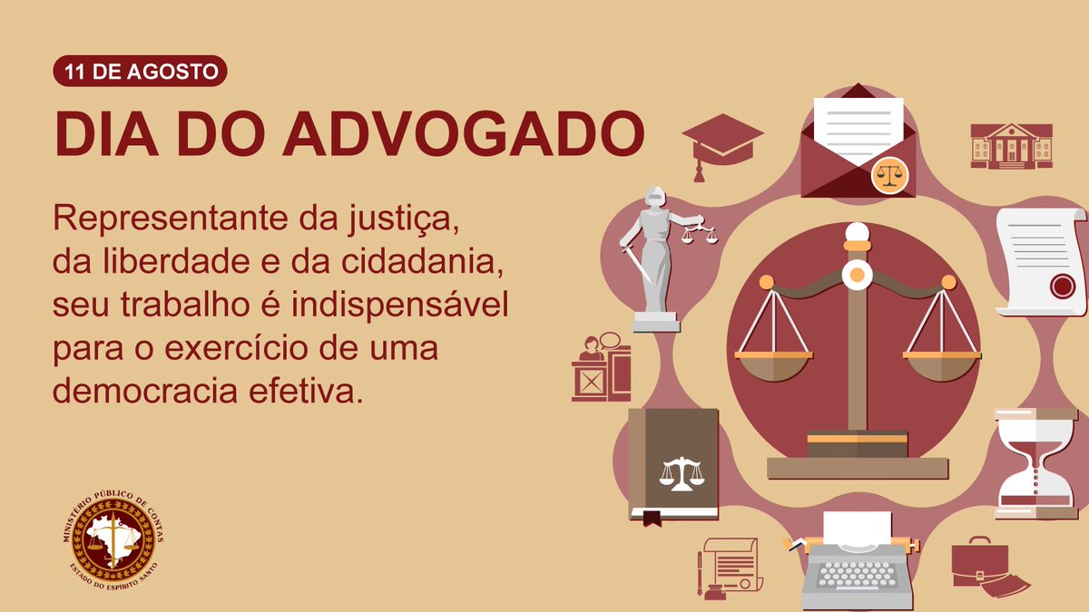 mpc_es's tweet photo. 🎓 Neste 11 de agosto, o Ministério Público de Contas deseja um feliz Dia do Advogado a todos os advogados e homenageia os profissionais que atuam de forma honesta, justa e honrosa nas diversas áreas do Direito. 👩⚖️👨⚖️
#11deagosto #diadoadvogado #mpcespiritosanto #mpces https://t.co/6uP4wPn8rW