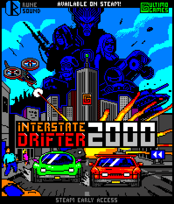 GamesUltimo's tweet photo. Working on a movie style poster! #game #poster #interstatedrifter #pixel https://t.co/j4a7OUfU47