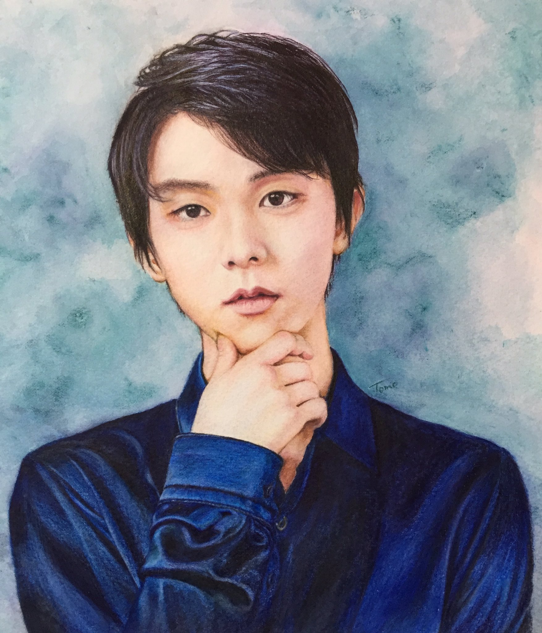 色鉛筆画。人物画y。 （Pin page）