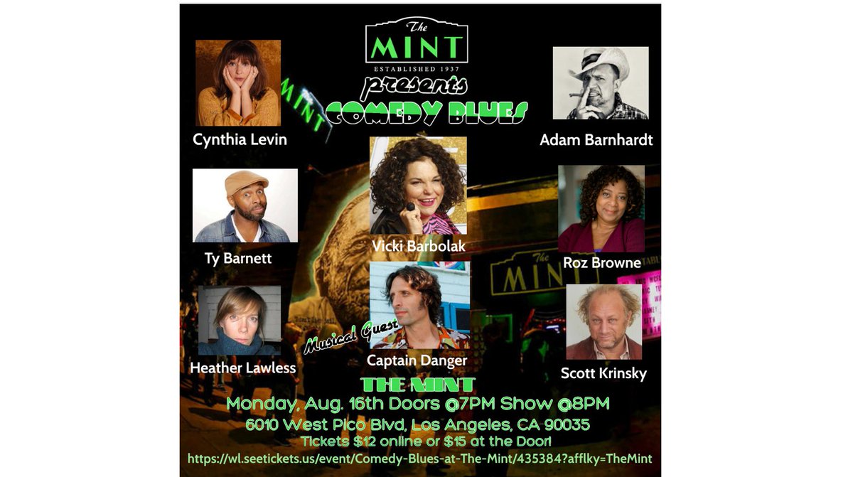 The Mint, Aug 16! Aaron from Captain Danger joins this amazing cast! <a href="/TheMintLa/">TheMintLa</a> 8pm.
<a href="/sheseemsnice/">Cynthia Levin</a> <a href="/rozbrowne/">Roz Browne</a> <a href="/VickiBarbolak/">VickiBarbolak</a>
<a href="/adambarnhardt/">adam was here</a> <a href="/ScottKrinsky1/">Scott Krinsky</a> <a href="/HeatherLawless6/">Heather Lawless</a>
 @tybarnett32 <a href="/captdanger/">Captain Danger</a> 

captaindanger.com