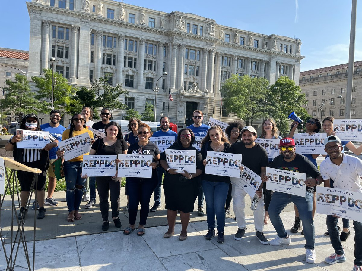 EmpowerEdDC's tweet photo. It’s a done deal! Our #REPPDC proposal to create city wide “grow your own” investments for DC HS students and paraprofessionals to become DC educators is now law! Huge step forward for #TeacherDiversity! We can’t wait to work with partners to bring this program to life. https://t.co/HFzEjPgRfp