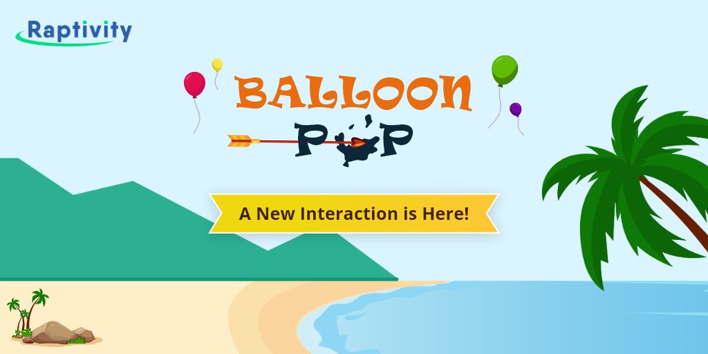 Raptivity's tweet image. As promised, the new Raptivity interaction is here! 
Do check our Balloon Pop interaction which is most suitable for creating an engaging experience for higher ed learners: bit.ly/3ix80YU
#InteractiveeLearning #eLearning #interactivitybuilder #AsynchronousLearning