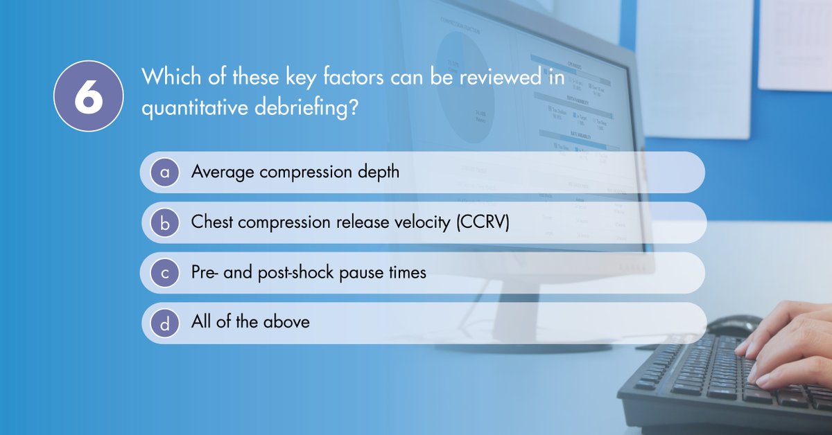 MedicalZoll's tweet photo. Which of these key factors can be reviewed in quantitative debriefing?
Take the quiz to check your answer: https://t.co/91yP7asirs
#debriefing #CPR #Highqualitycpr https://t.co/HG1TPuBnOd