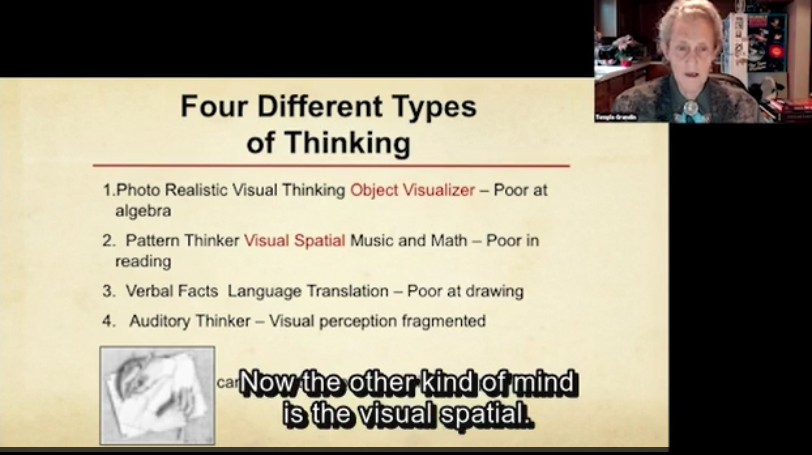 SamJKNeal's tweet photo. Very excited to learn from #TempleGrandin at #CTEInspired this morning. What would happen to some of our great minds if they were in our schools today? Different types of thinkers need different types of learning. @iCEVonline https://t.co/SsldQebUd0