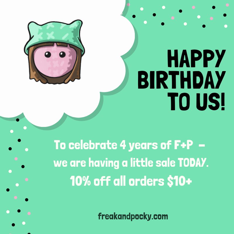 It's our birthday! Can't believe it's already been 4 years since the first Poppet adoptions! 😲

freakandpocky.com 

#freakandpocky #HappyBirthday #PoppetCollector