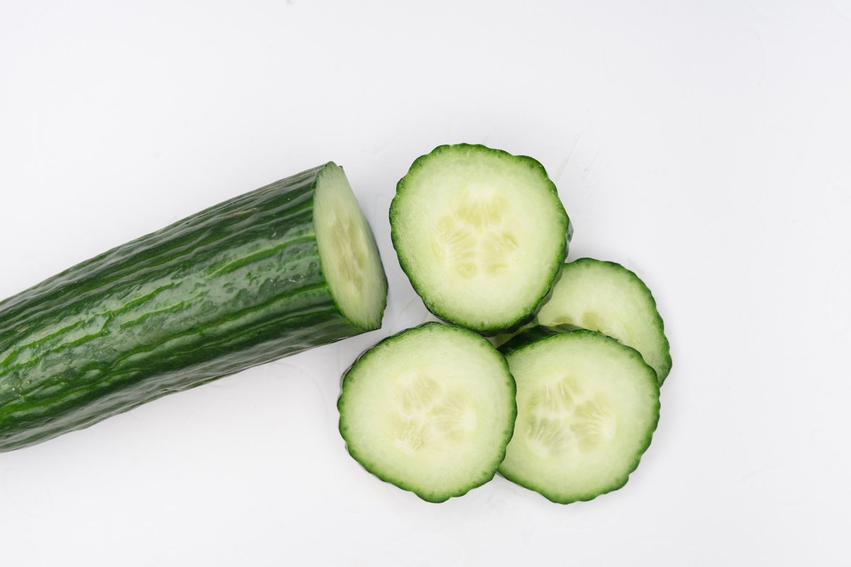 Cucumbers are in season in the UK this month - because of their high water content the inside temperature of a cucumber stays much cooler than the outside air. Great for staying cool and helping to hydrate in the hot weather!