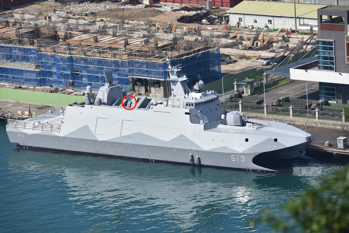 TaiwanMilitary's tweet photo. Taiwan's #TaChiang corvette #PGG619 conducted live fired test of TC-2N SAMs x2 before its commissioning。 https://t.co/Y1C9O9ulDl