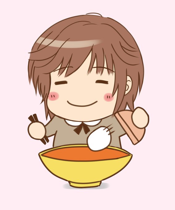 依頼を受けた「麺を食べ終わった後の担々麺のスープにごはんを投入する梨穂子」の絵です 