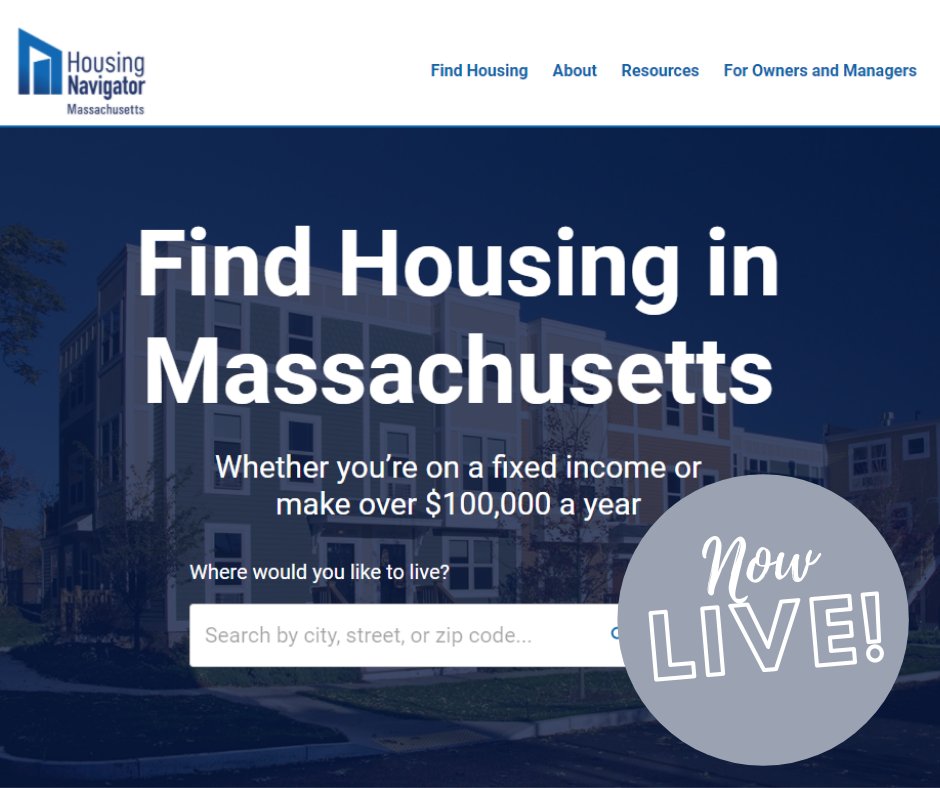 BeingBeacon's tweet photo. @housingnav_ma is live and open to the public! This powerful #affordablehousing search tool will enable future #residents to find their next #home with ease. Visit https://t.co/p415fCD4qt to try it out. #HousingNavigatorMA #FindingHome #HousingTech #NavigateHome https://t.co/kqbYrCDnAP