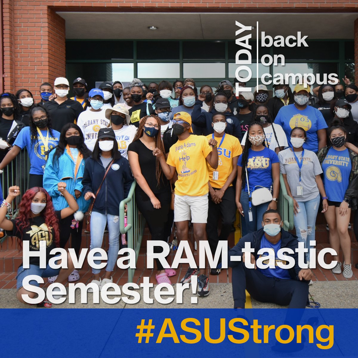 AlbanyStateUniv's tweet photo. Welcome back, RAMily! The first day of classes for fall 2021 is finally here. We are rooting for you to have a RAM-tastic semester, and we are here to help you succeed. 
Fall 2021 academic calendar: https://t.co/L2fhcjzgab #MaskUpASU https://t.co/HeV8J7YvN7