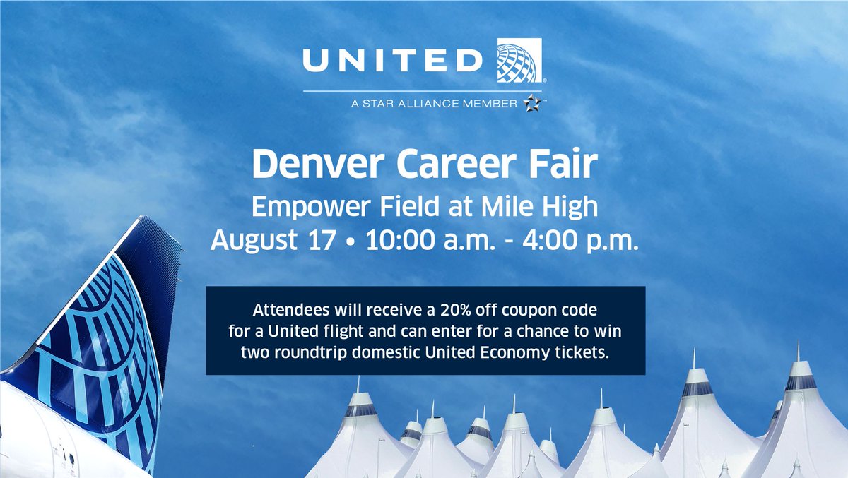 United is hiring so much here in Denver that we’re hosting a career fair at the Broncos stadium next week...come check it out! united.com/DENcareers #DenverJobs #Hiring #BeingUnited