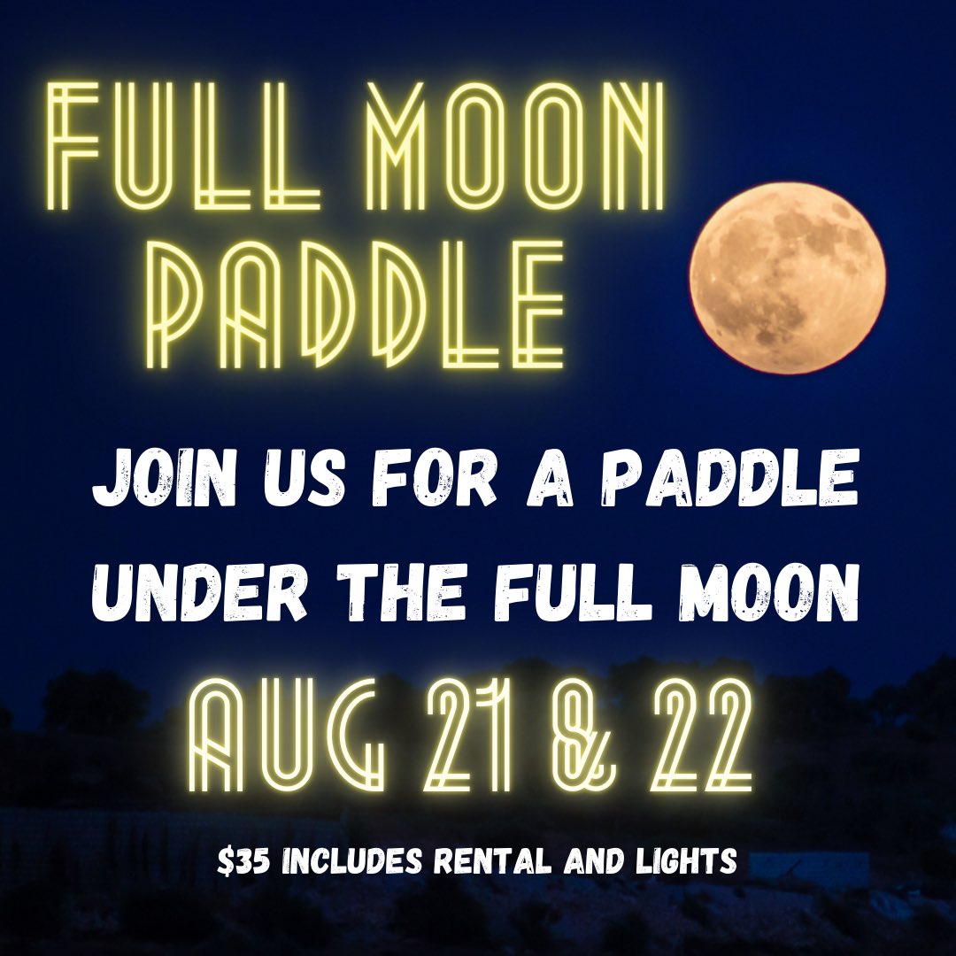 Our next full moon paddles are AUGUST 21 &amp; 22 🌕 Book your spot before they fill up! 

paddleupnashville.com