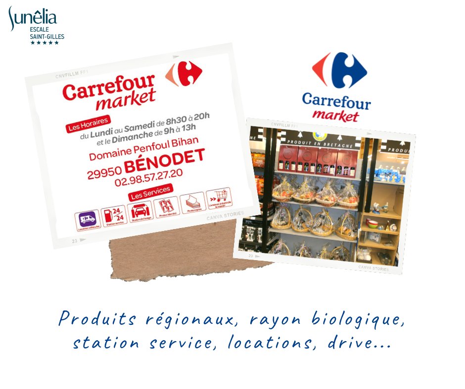 EscaleStGilles's tweet photo. [✅Nous avons testé pour vous...👌]
C'est à quelques minutes du Sunêlia L’Escale Saint-Gilles que vous pourrez faire vos emplettes au Carrefour Market de Bénodet, ouvert 7 jours sur 7 ! 🥑🍫🥘👛

👉Visitez leur site internet pour plus d'infos : https://t.co/i9zNVVLXhV https://t.co/k8MjLGGHTE