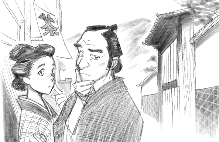 「ふうん……どうもうまくねえ、どういう筋書だ……?」
「ダぁンナ、どうしたのさ面白い顔して。あ、面白い顔はいつものことか」
「面白いは余計……てやんでぇなにからなにまで余計だよおめぇの言うこたぁ……まてよ、なにからなにまで……そうか……」
「やれやれ、暑さでいかれちまったかねえ?」 