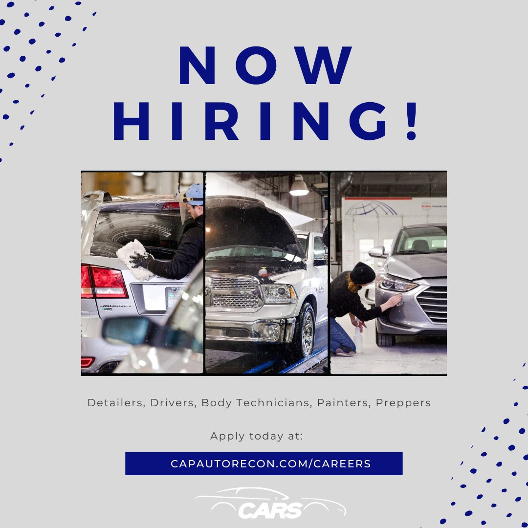 cap_auto_recon's tweet photo. Want a career that makes you excited to go to work? We've got you covered. Join the CARS family today by visiting us at https://t.co/av5cskEBcX.

#HelpMeHelpYou #Careers 
#EveryDetailMatters
#CARSReconFamily https://t.co/PnhbXo6u1m