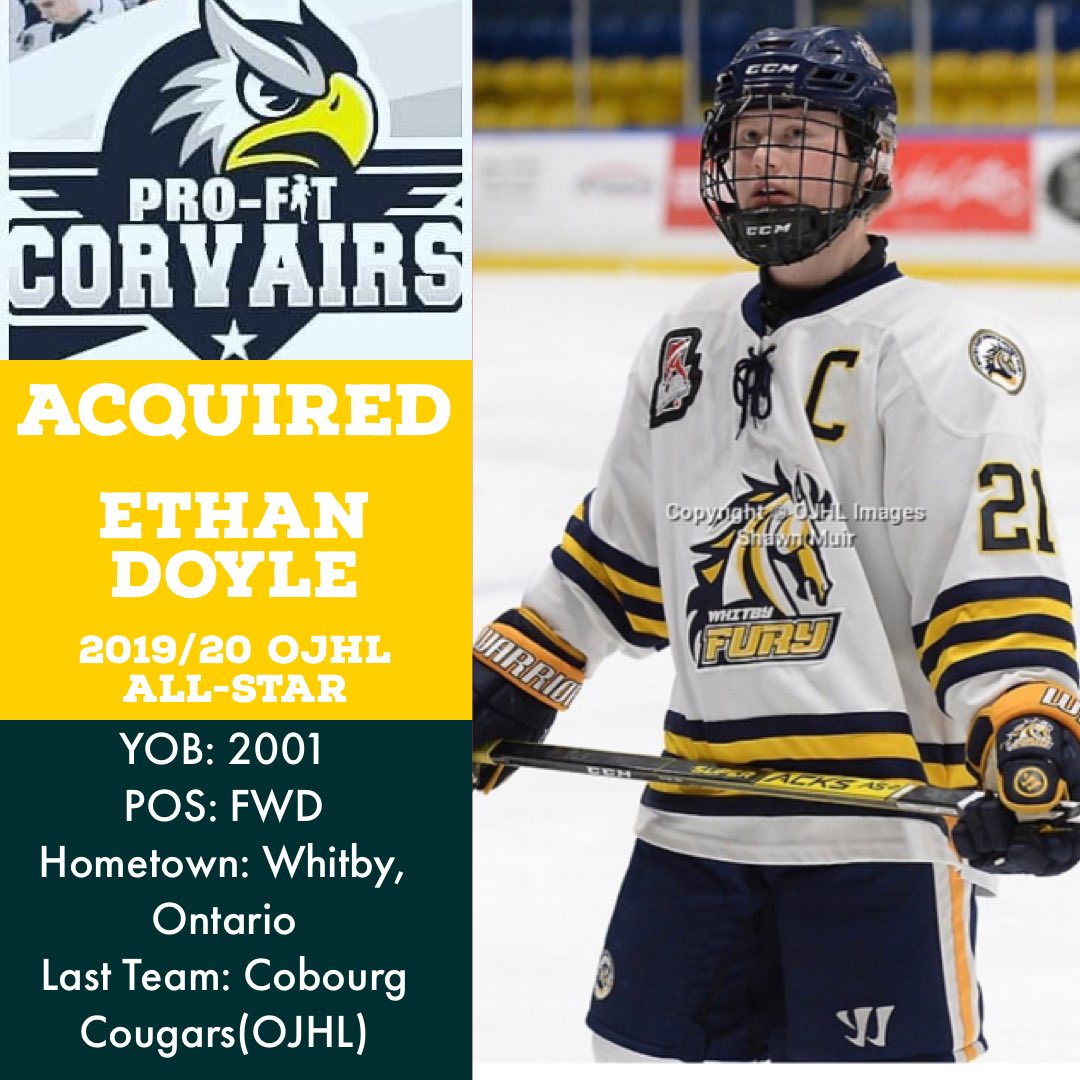 Signed✍️🦅: Welcome Ethan Doyle to the Nest! Ethan will be a force this season in the GOJHL! Ethan is a dominant forward who can contribute in all aspects of the game! Definitely want to keep your eyes on #15 this season! Welcome Ethan! #ForKR