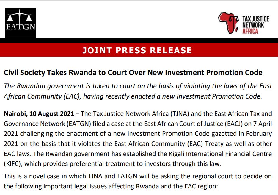 Civil society takes #Rwanda to @EACJCourt over its new investment promotion code.
Read our press statement here:buff.ly/3fS3PoF
#MakeIFCsWorkForUS #DomesticResourceMobilisation