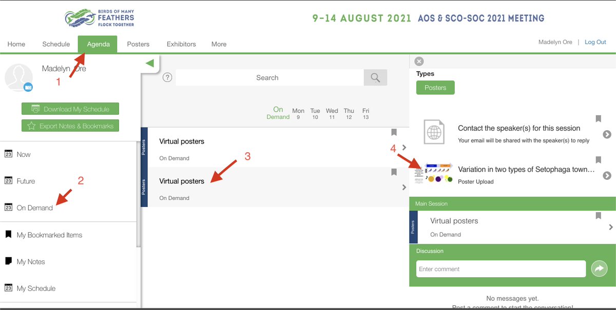 For those of you who can't find how to watch posters, here is a quick guide: 
1. Click Agenda
2. Click 'On Demand'
3. Choose Poster session
4. Select poster and scroll down to bottom to find the PDF+recording
#2021AOS_SCO
