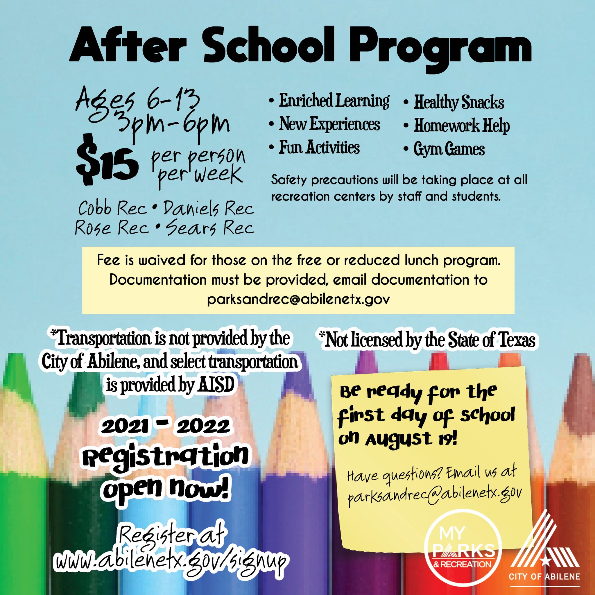 MyAbileneParksandRec on Twitter "Have you registered for our After