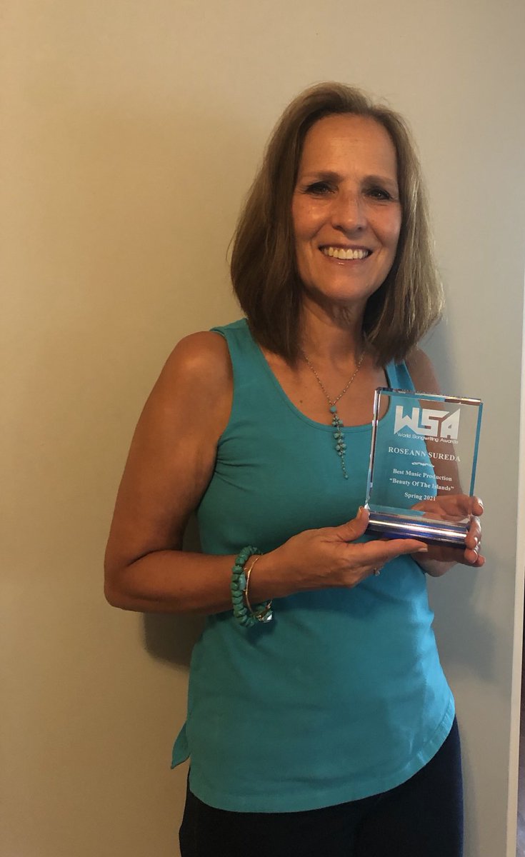 ⁦<a href="/WorldSongwriti1/">World Songwriting Awards</a>⁩  Finally a pic with my first WSA World Songwriting Award for Best Music Production for my song Beauty Of The Island #Blessed and SO Grateful for this Honor #WSA #SingerSongWriter #BeautyOfTheIslands