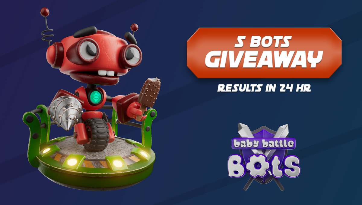 🚨FREE #NFT GIVEAWAY🚨

Baby Battle Bots has hit 100 early supporters!
So we are giving away FIVE BBB to YOU

👇WIN 🎉1 of 5 BBB
1⃣Join discord.gg/HFVAnBS9qA
2⃣Goto #giveaways &amp; react

👀Bonus Entry:
👉RT + tag 2 friends!

Get ready to #battle4eth⚔️

#NFTGiveaway #nftcollectors
