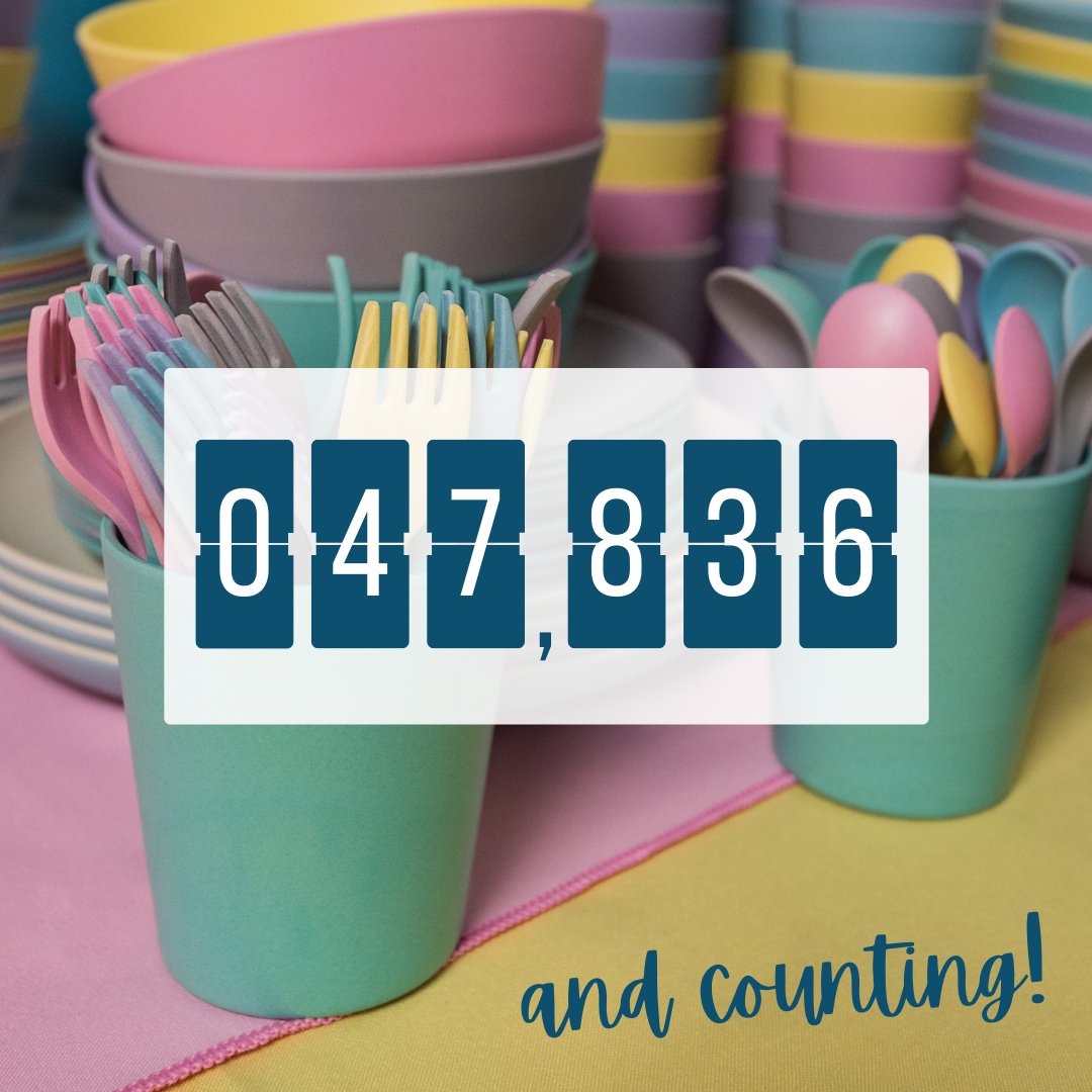 Each year we count the number of single-use items avoided through hires of party kits. 
Despite many being closed for lockdowns we've logged 47k items so far.
That’s 47,836 plates, cups, bowls &amp; cutlery that were NOT thrown away because people switched to reusables. 💚👍