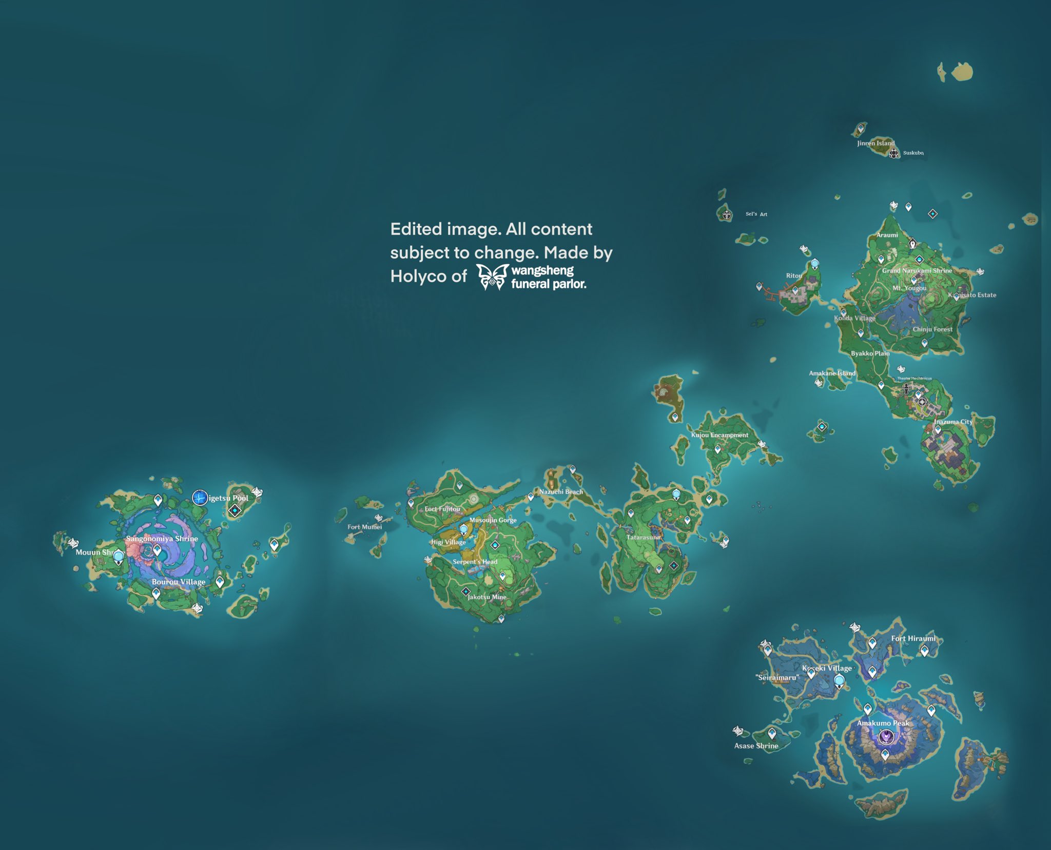 Bản đồ Inazuma mới nhất đã cập nhật vào năm 2024, giúp người chơi dễ dàng khám phá và khai thác các khu vực mới trong trò chơi Genshin Impact. Hãy cùng xem hình ảnh đầy màu sắc và sống động của Inazuma Map.