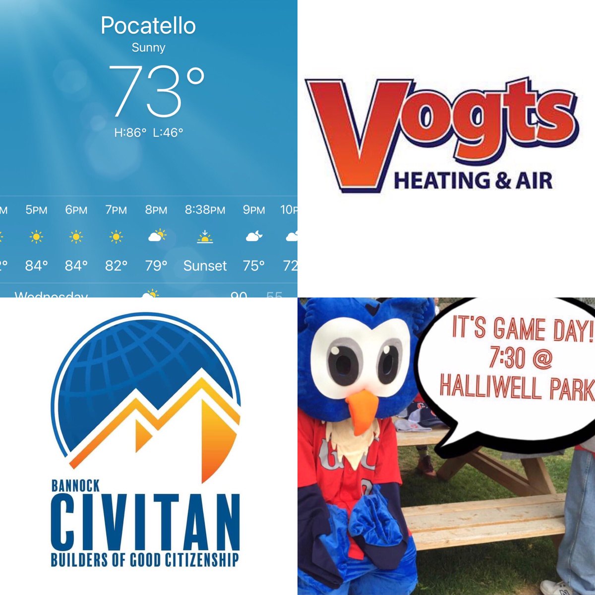 GateCityGrays's tweet photo. IT’S GAME DAY! ⚾️ Grays v Blue Sox tonight at 7:30 pm at Halliwell Park. It’s a must win game tonight in game two of the semifinals! Come yell and cheer!

Weather update thanks to Vogts Heating &amp; Air shows a pleasant low 80s at game time! ☀️ https://t.co/MtQfX6cRZd