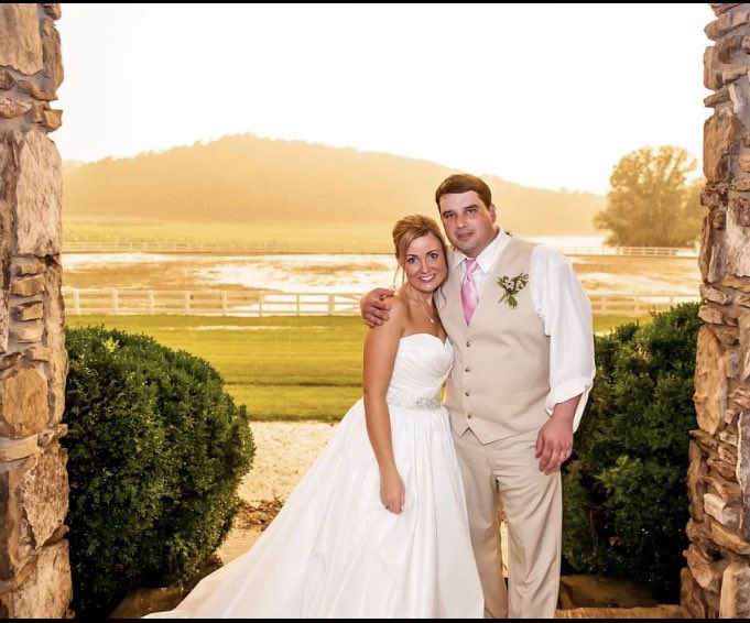 NightNurseSteph's tweet photo. This was 8 years ago today and we haven’t had a dateline special yet, so I think we’re doing ok.🤣🤣 Just kidding! I love him! He put up with me talking ab the upcoming “Surrender Benson” at the reception. #goodegg #HappyAnniversaryToUs #8years #SweetHubby https://t.co/mD3gyllwTs