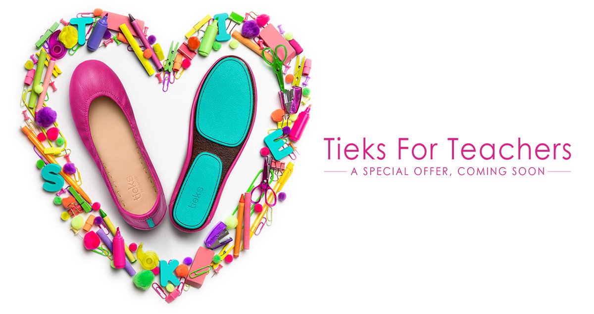 tieks's tweet photo. Introducing Tieks For Teachers—a back-to-school offer for educators, coming soon! You inspire us with your dedication as you navigate the unprecedented challenges of the past and upcoming school years. Sign up to be notified of the release at: https://t.co/NpZidSCRof https://t.co/k2YnLwaNpx