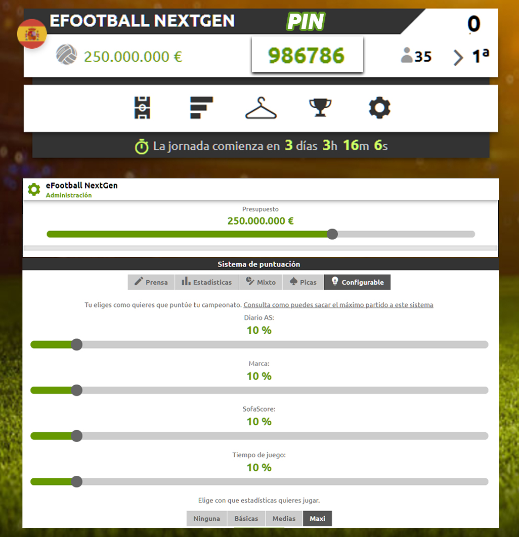 3 días para la nueva temporada de #LaLiga y renovamos la de <a href="/futmondo/">futmondo</a>!

- Nombre: eFootball NextGen
- PIN: 986786

Presupuesto: 250M
Puntuación: 10% Prensa + Estadísticas Maxi
Objetivo: Destronar al Total Player <a href="/eduito_9/">Eduardo MG</a> 

Somos 35, juegas con nosotros?👇
fut.mondo.link/dZyBWxRWBib