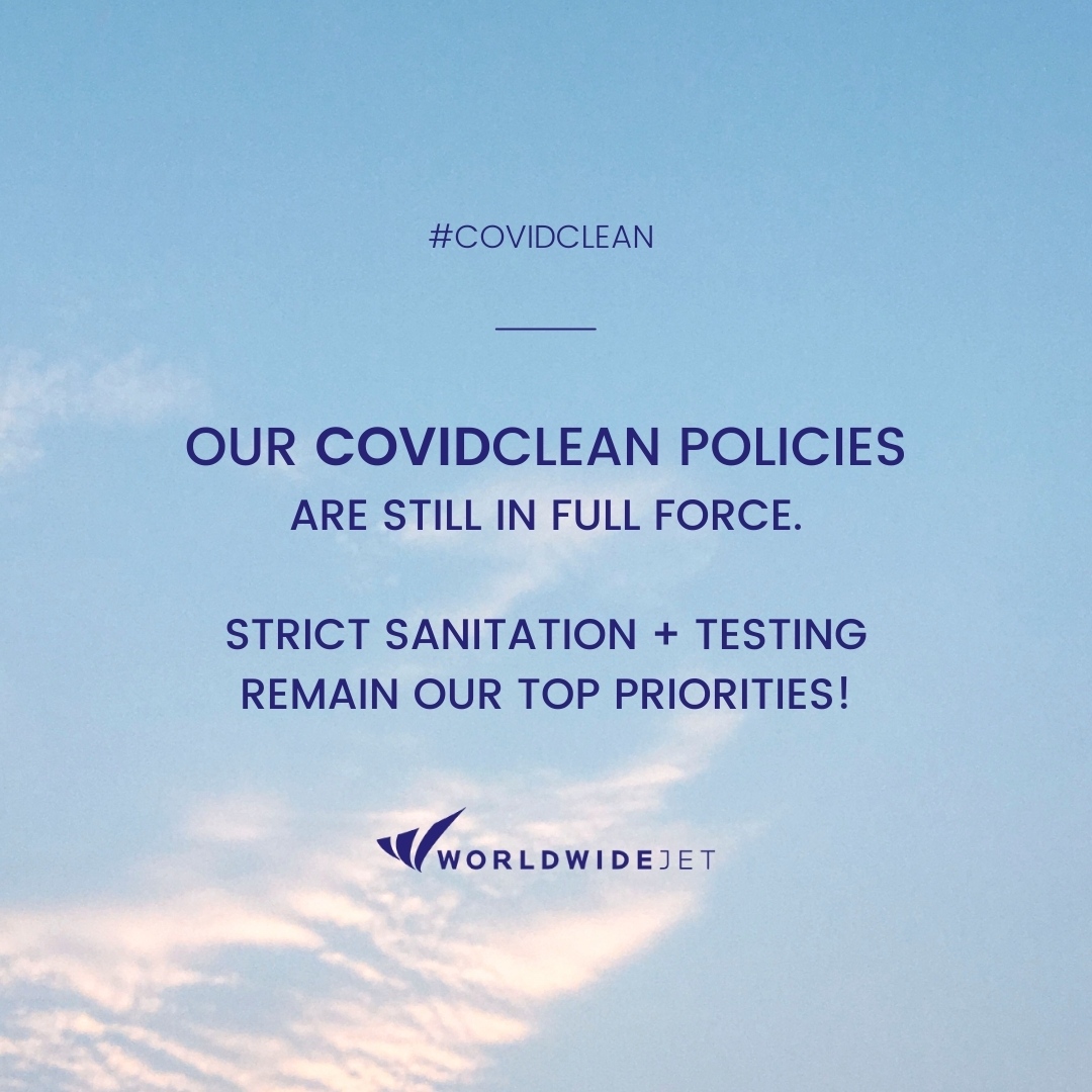 WorldwideJet's tweet photo. We continue to practice the highest level of sanitation and our 72-hour testing policy for staff, keeping mask wearing guidelines. Your safety is our priority 😷  #WorldWideJet #COVIDClean #PrivateJet ⁠
⁠
#PrivateJetTravel #LuxuryTravel #PrivateCharter #JetLife #WorldWideJoy https://t.co/4cvFHxAcYj