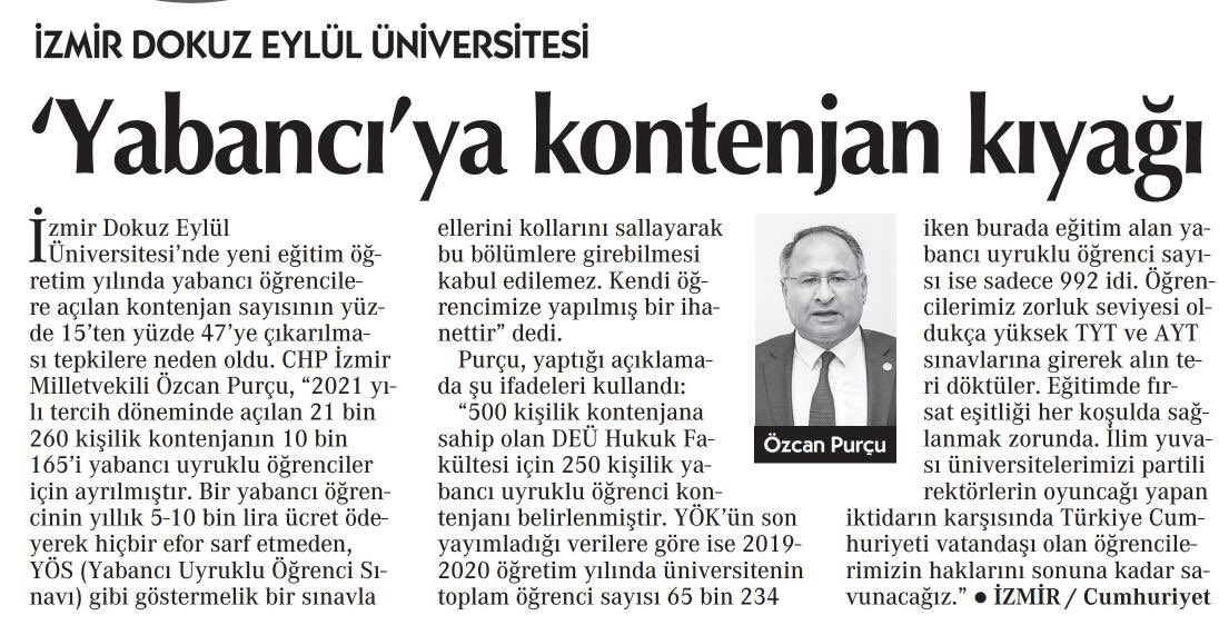 Devlet üniversitesini gelir kapısı haline getirmeye çalışanlara, kendi öğrencilerimizin ikinci sınıf muamelesi görmesine, yabancı uyruklu öğrencilerin basit bir sınavla en köklü üniversitelerden birine çok rahat bir şekilde girmelerine karşıyız!
#deuyabancilasiyor