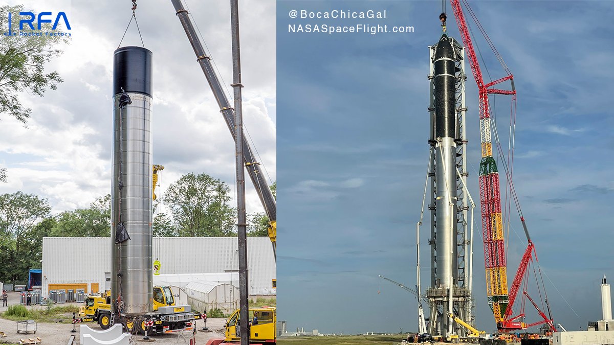 rfa_space's tweet image. Well @elonmusk, some similarity can not be denied, can it? 😜🚀

#RFA @SpaceX #Starship #RocketFactory 
Credits: @NASASpaceflight @BocaChicaGal