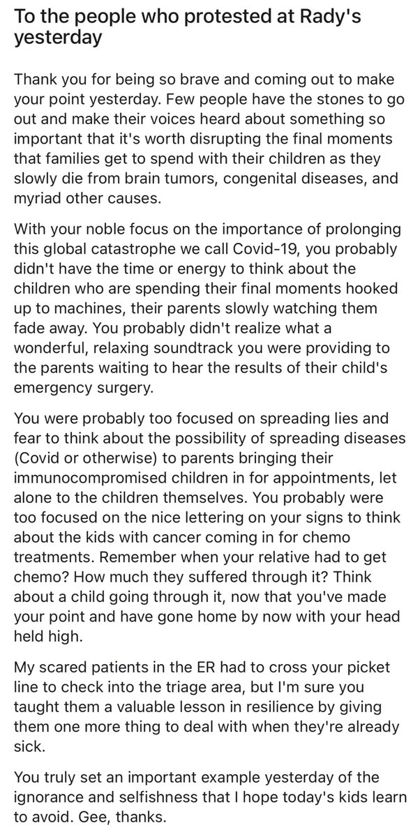 TheActivatedPod's tweet photo. An account (possibly a worker at Rady) on Reddit has something to say about yesterday’s anti-vax “protest” outside of Rady Children’s Hospital yesterday. It describes scared patients in the ER having to cross the picket line to check into the triage area.

https://t.co/lpTyqNH3yX https://t.co/Kty8ZWGVix