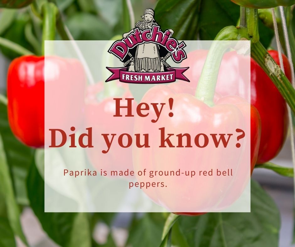 DutchiesMarket's tweet photo. To make paprika, they're chopped, dried, and ground. And while they're typically red bell peppers, paprika can be made from other types of peppers too — depending on the variety. (Smoked, sweet, etc.) https://t.co/QlrZqL77L4